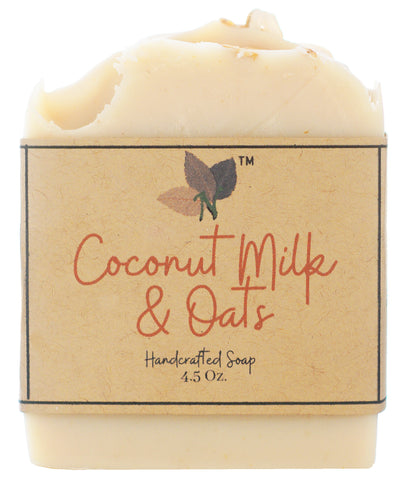 Nature's Natural Lather Coconut Milk and Colloidal Oats Oatmeal Soap Bar handcrafted with all natural vegan ingredients like olive oil, coconut oil, shea butter, avocado oil for sensitive skin care and dry skin care. Great on eczema, acne, psoriasis, redness, maintaining elasticity.