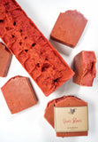 Nature's Natural Lather vegan handcrafted cold process artisan soap made with all natural ingredients including kaolin clay, shea butter, coconut oil, and gently exfoliating cranberry seeds for dry, oil, and sensitive sustainable skincare.  Edit alt text