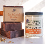 Our handcrafted Sandalwood Vanilla Body Butter is whipped and smooth to the touch. Scented with Sandalwood & Vanilla this body butter provides a distinctively soft vanilla scent with hints of warm, smooth, creamy, milky, and woodsy notes. Scented with phthalate-free fragrances our body butter also leaves out all the problems your skin can face with harsh chemicals, preservatives, and detergents.