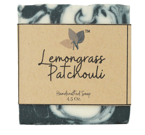 Nature's Natural Lather Vegan Lemongrass & Patchouli Soap Bar Perfect For Men & Oily Skin With An Unresistable Scent & Exfoliating Deep Cleansing Benefits Thanks To Activated Charcoal & Coconut Oil. From Black Owned Atlanta Based Vegan Organic Handcrafted Bath & Body Care Company. Palm Oil Free & Phthalate Free With Sustainable Ingredients.