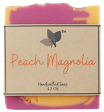 Nature's Natural Lather Handcrafted cold process vegan artisan Peach Magnolia Scented Soap Bar with Brazilian red clay, kaolin clay, micas, and a luxuriously moisturizing lather for dry and more sensitive skin. 