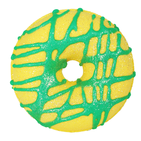 Nature's Natural Lather Vegan Wildflowers Donut Bath Bomb with glitter, icing, shea butter, kaolin clay, avocado oil, beet powder & turmeric. Perfect bath time treat for kids, and bath time routines. Vegan Atlanta Based Bath & Body Care Company Black Owned.